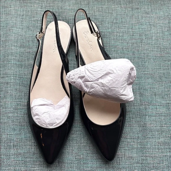 Boden NEW Black Patent Leather Slingback Flats w Buckle Fastener - Size (39)8.5 - Picture 9 of 9